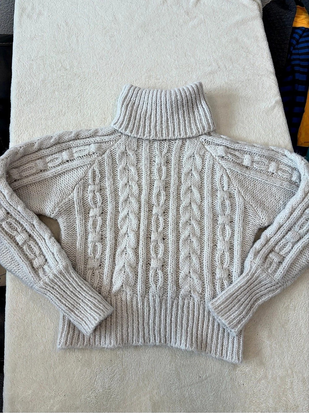 Cable Knit Turtleneck in White Size XS#1796